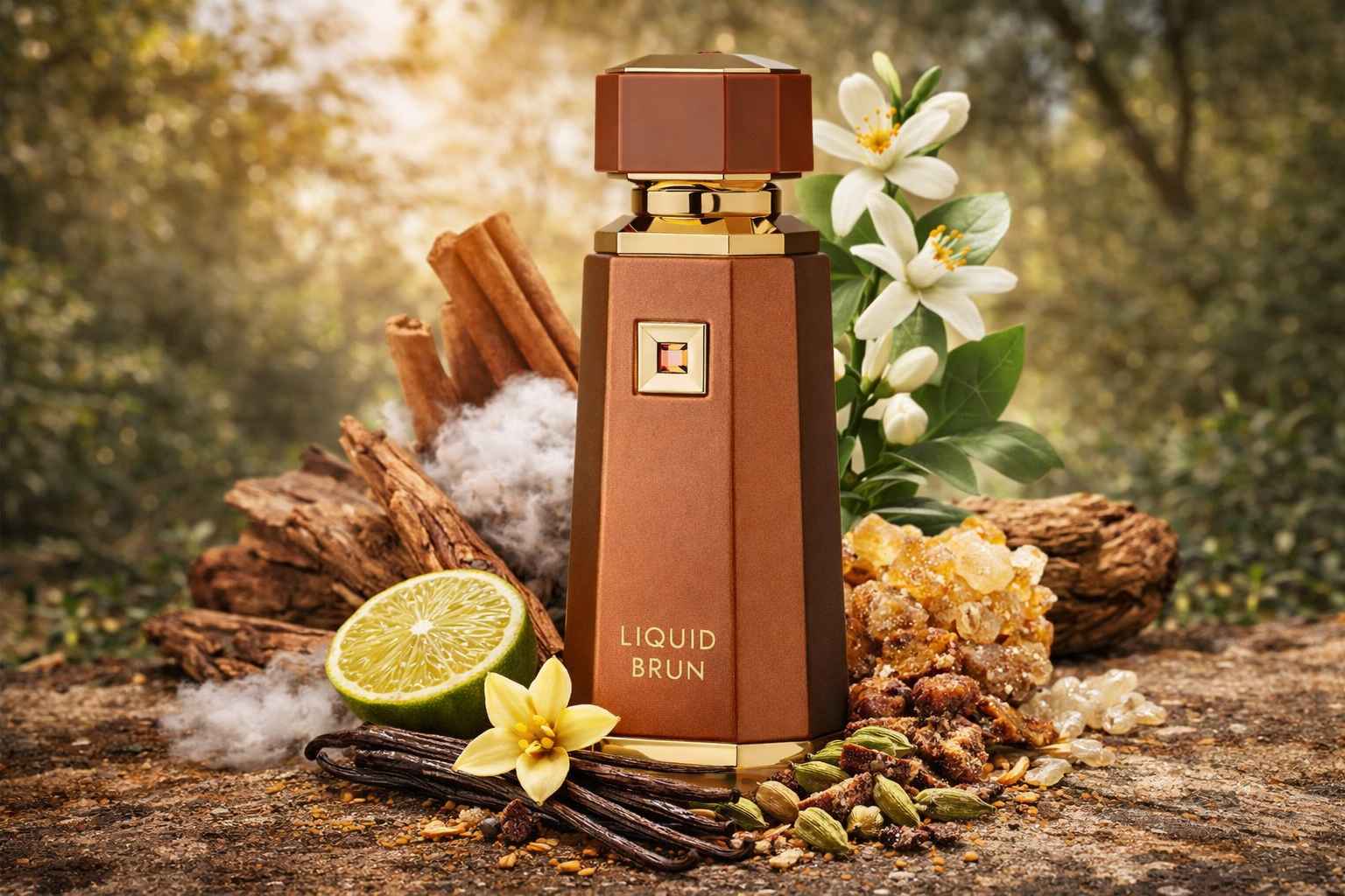 Liquid Brun de French Avenue perfume masculino intenso con vainilla bourbon canela y praliné