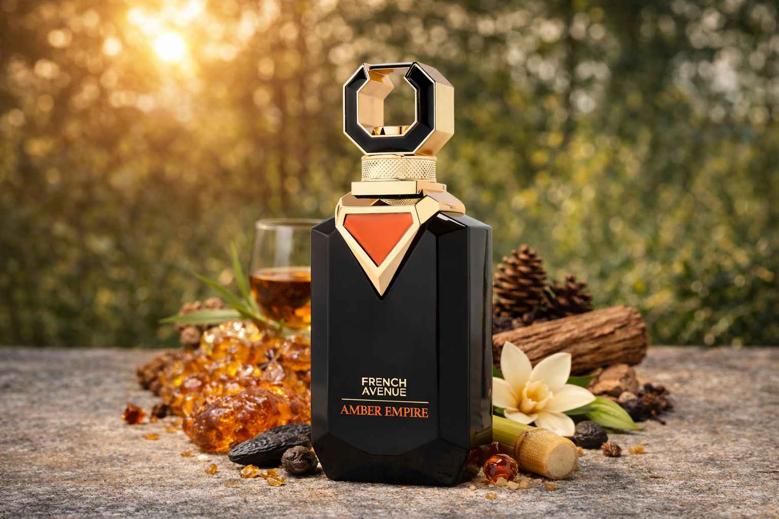 Amber Empire de French Avenue fragancia oriental con vainilla y notas amaderadas