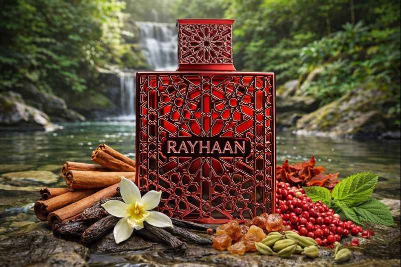 Rayhaan Crimson perfume de noche elegante y duradero