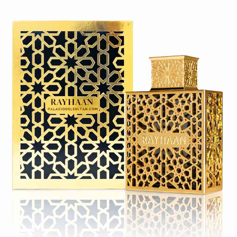 Perfume Rayhaan Elixir en escena nocturna elegante y sobria