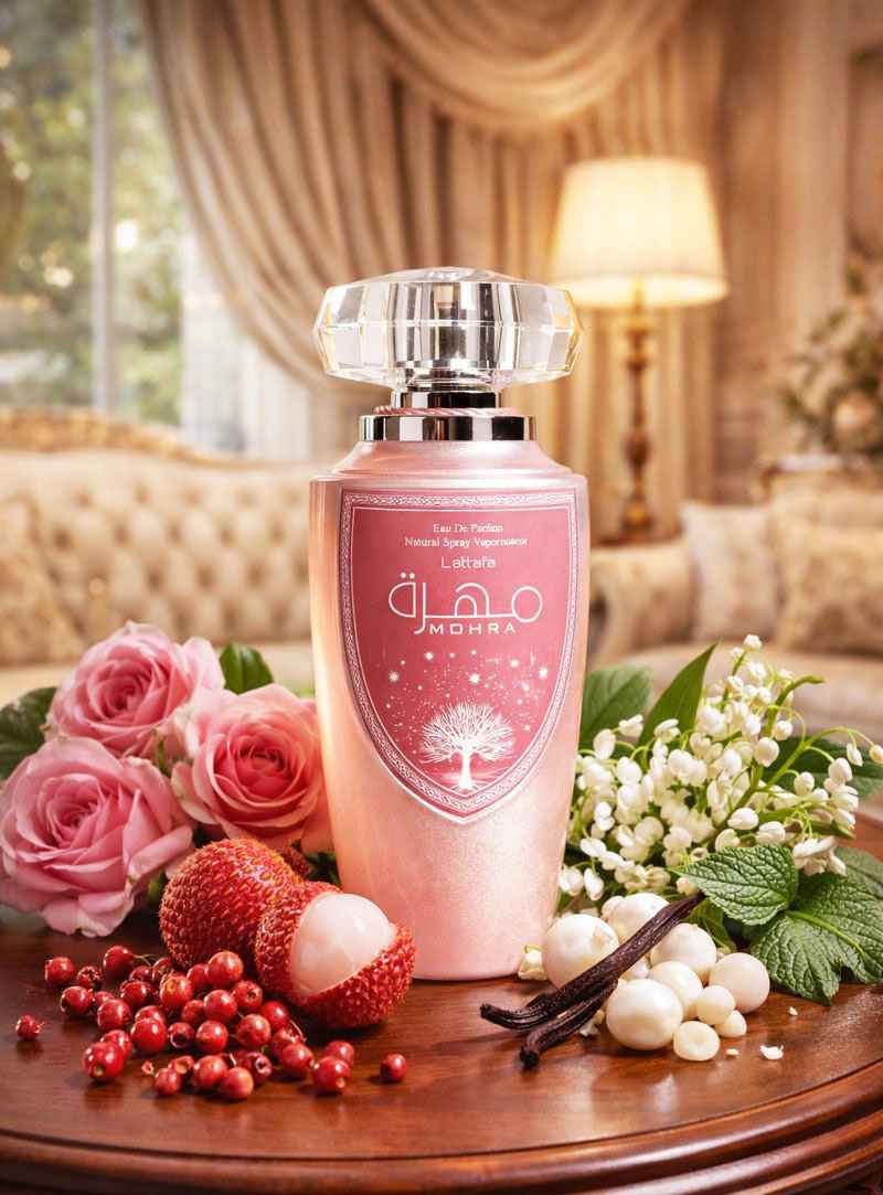 Diseño elegante del frasco perfume rosa almizclado