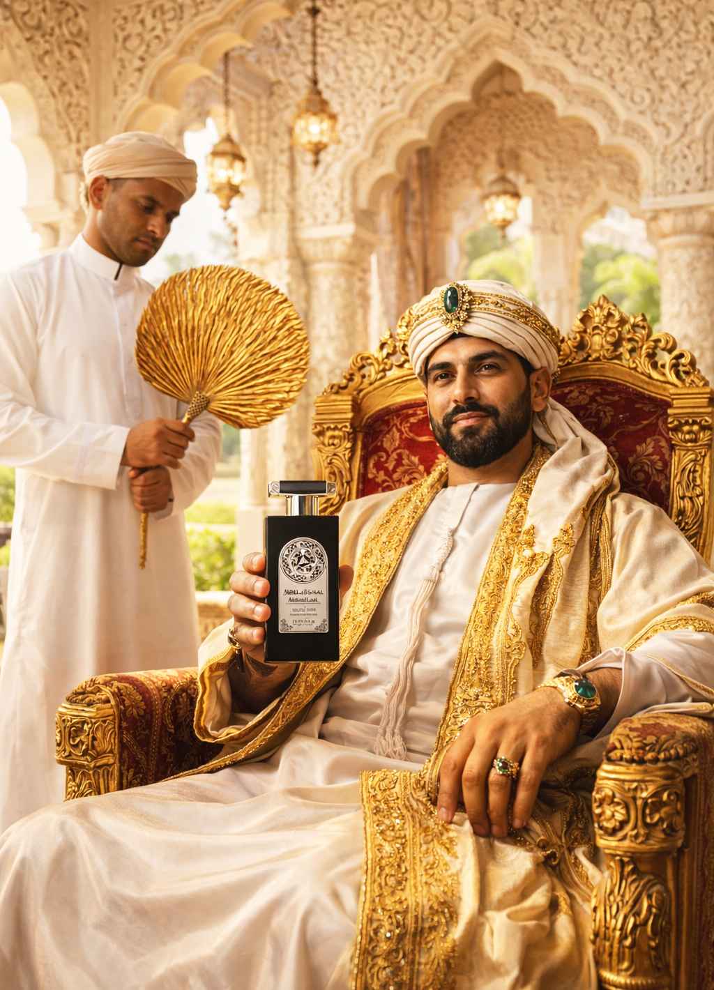 Perfume Majd Al Sultan Black Intense en escena lifestyle nocturna
