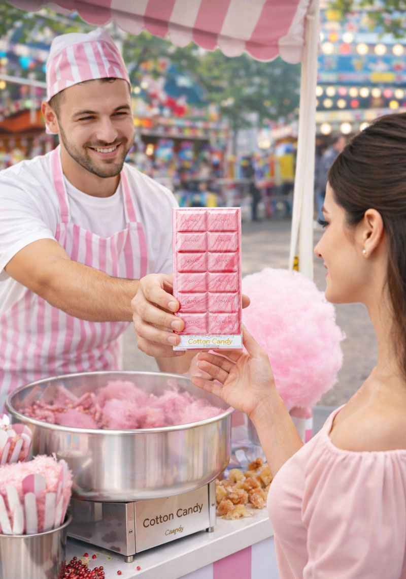Armaf Cotton Candy perfume junto a modelo en ambiente lifestyle luminoso