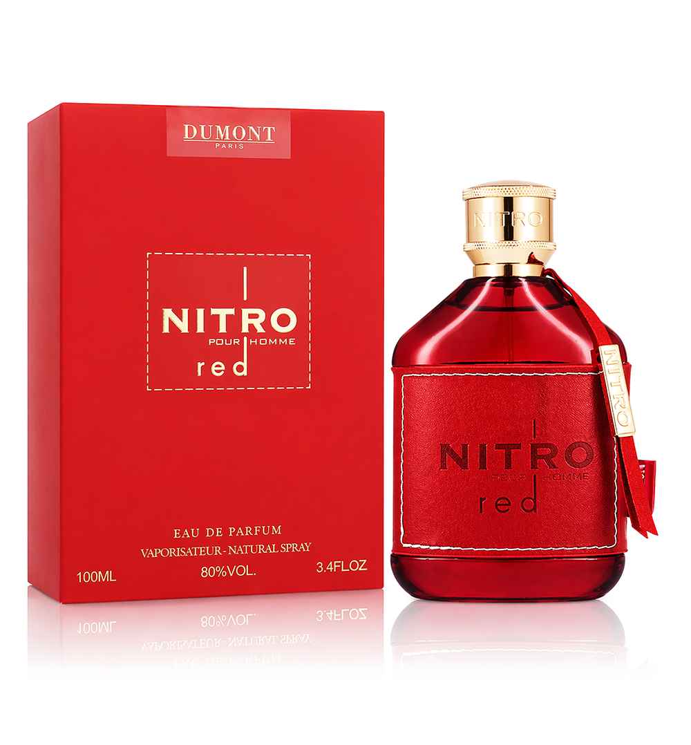 Dumont Nitro Red presentación completa de caja y botella en imagen tipo catálogo