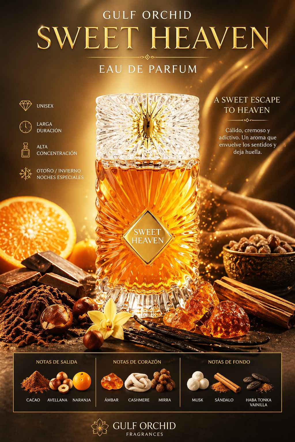 Gulf Orchid Sweet Heaven anuncio publicitario elegante con modelo