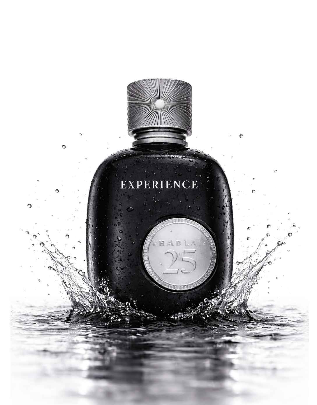 Khadlaj 25 Experience frasco con líquido en movimiento efecto splash brillante