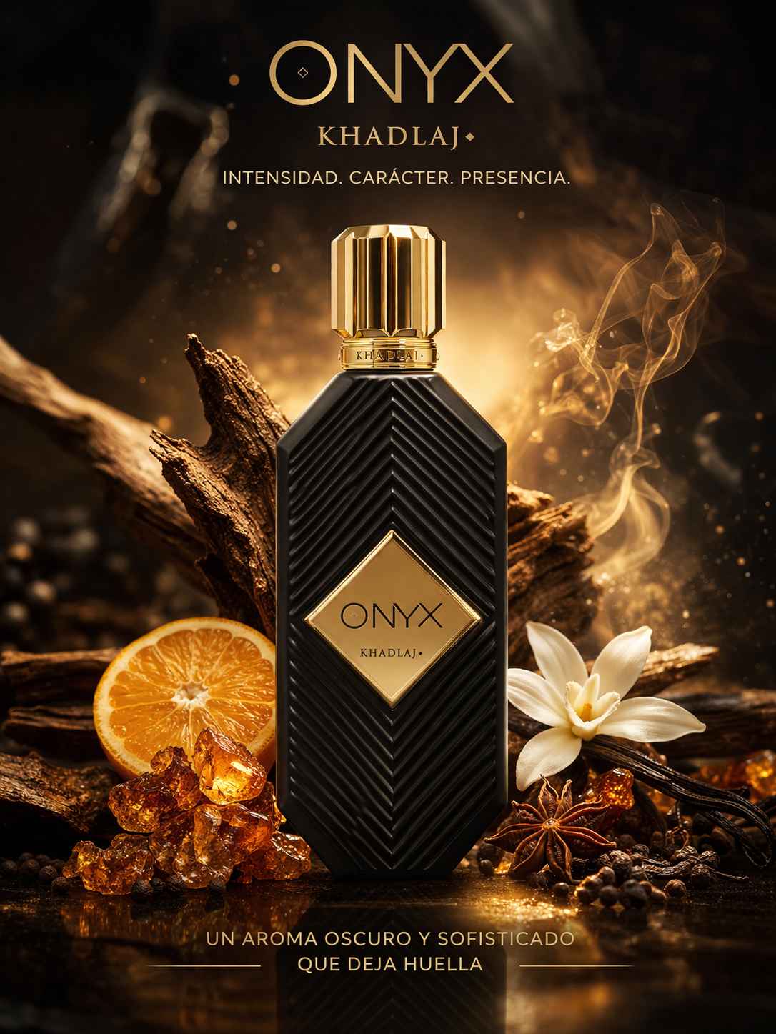 Khadlaj Onyx escena visual con contraste de tonos oscuros y estética masculina