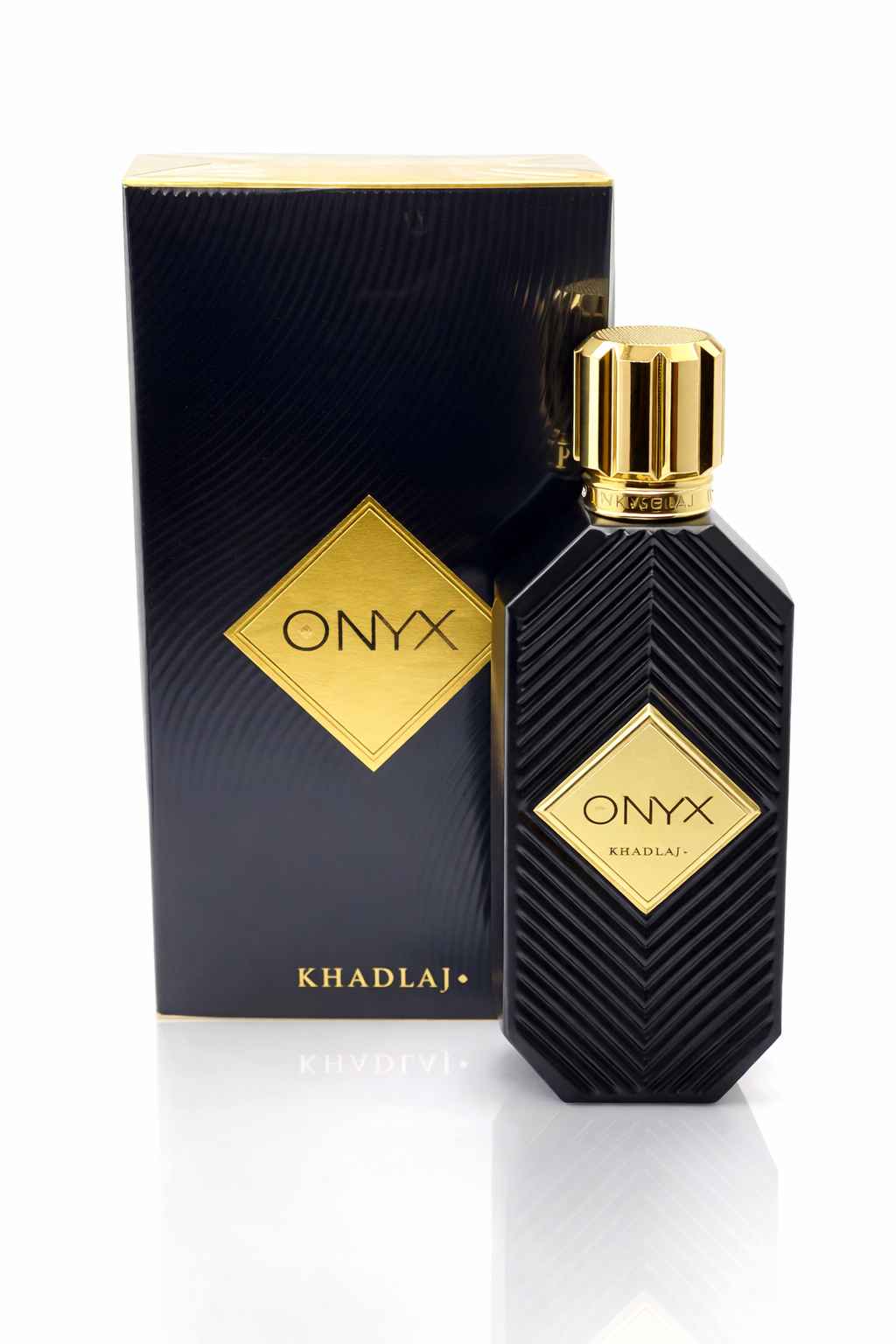 Khadlaj Onyx presentación completa con caja y botella en imagen limpia tipo estudio