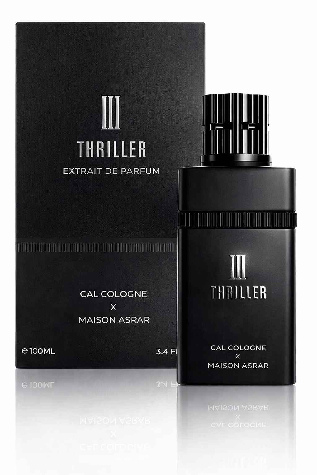 Maison Asrar III Thriller presentación completa con caja y botella estilo catálogo limpio