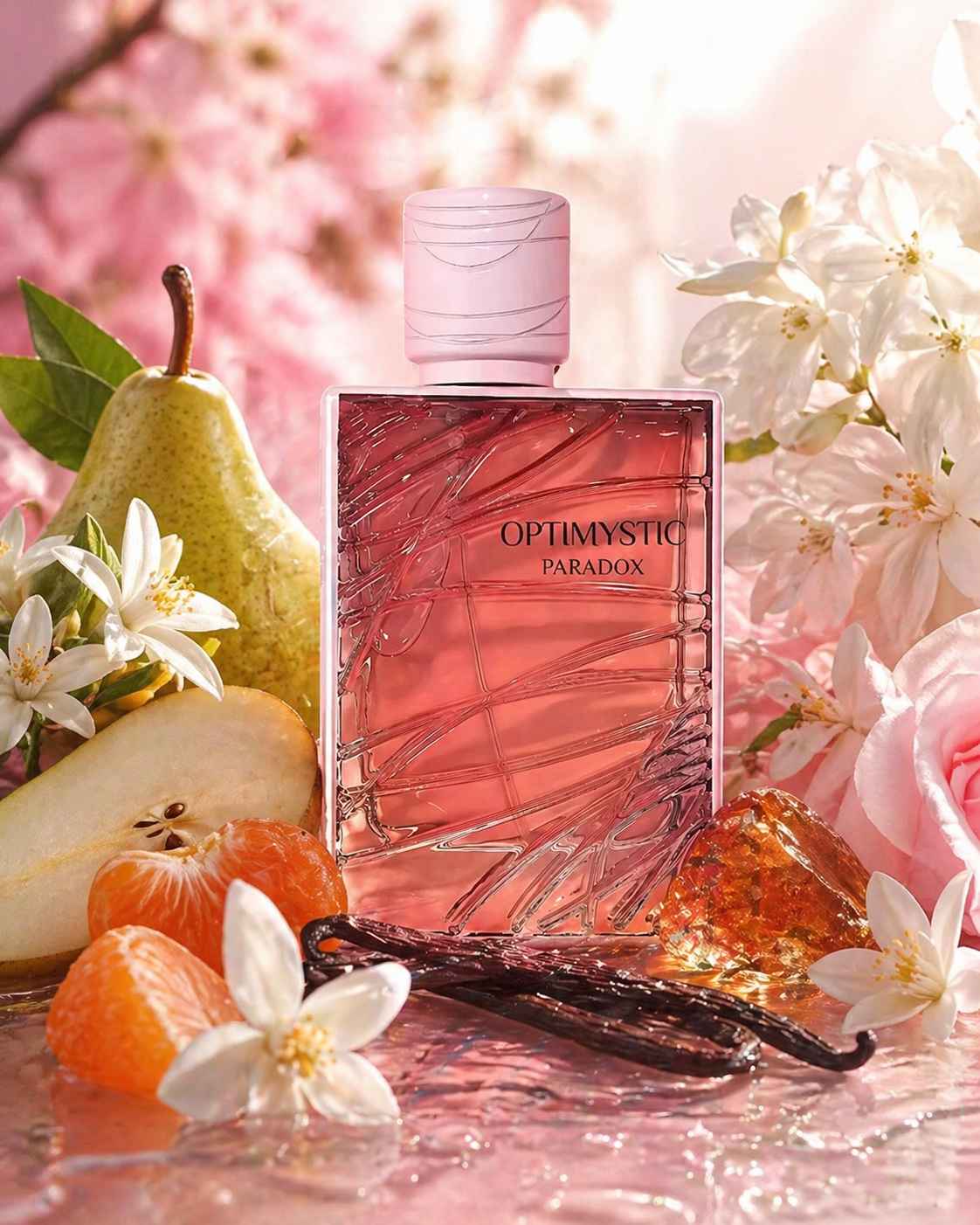 Fragrance World Optimystic Paradox composición libre con ambiente luminoso y limpio.
