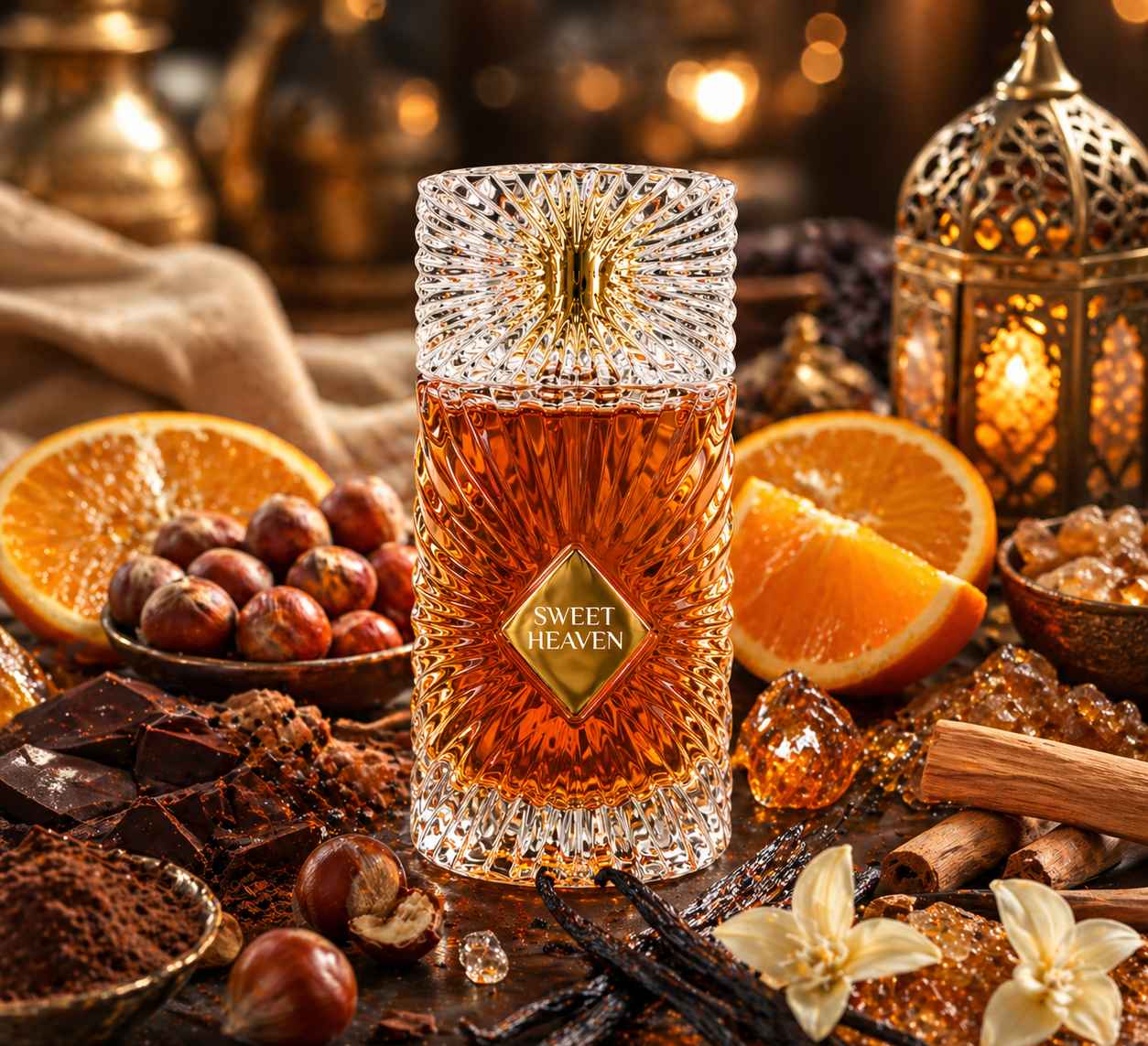 Gulf Orchid Sweet Heaven ambiente natural con cacao y vainilla alrededor