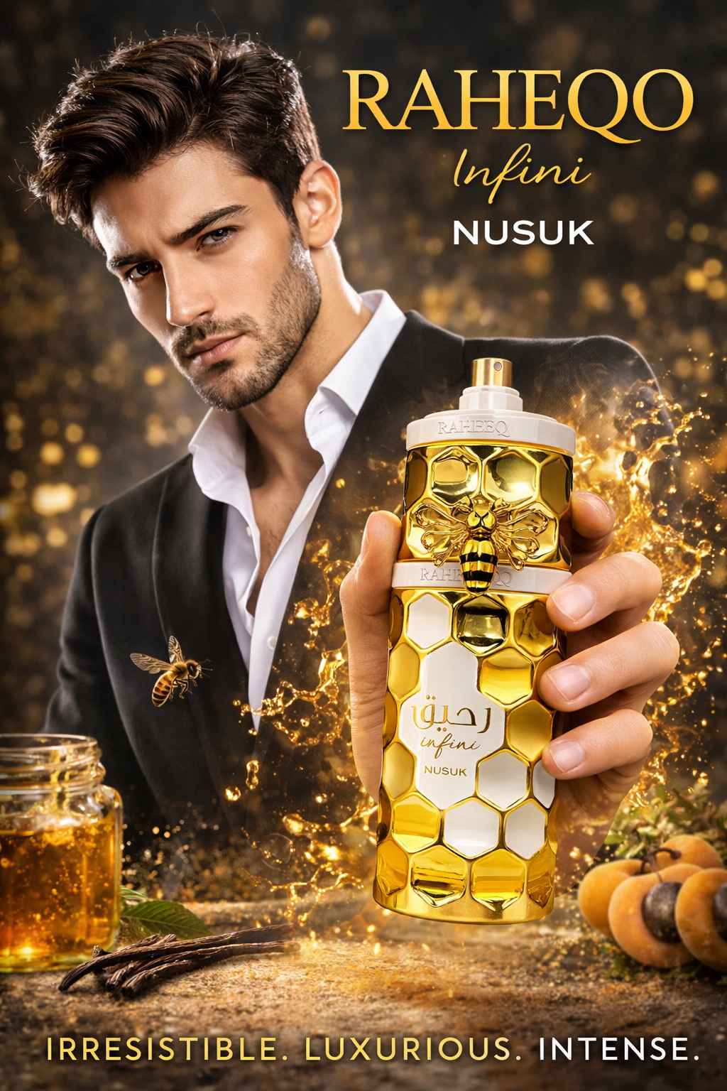Imagen lifestyle Raheeq Infini Nusuk en ambiente cálido y sofisticado