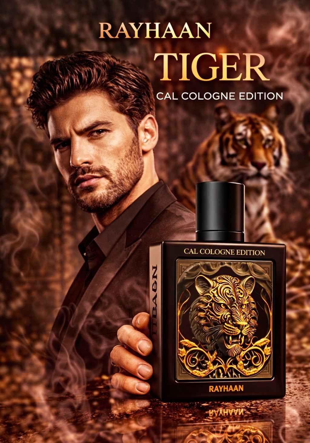 Rayhaan Tiger imagen publicitaria con modelo en ambiente nocturno con carácter