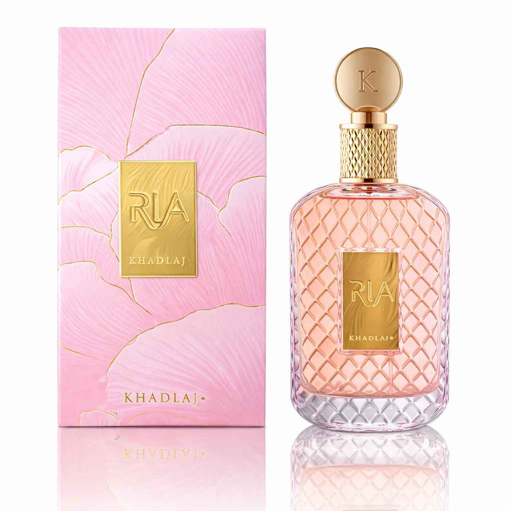Khadlaj Ria presentación completa con caja y perfume en imagen tipo catálogo