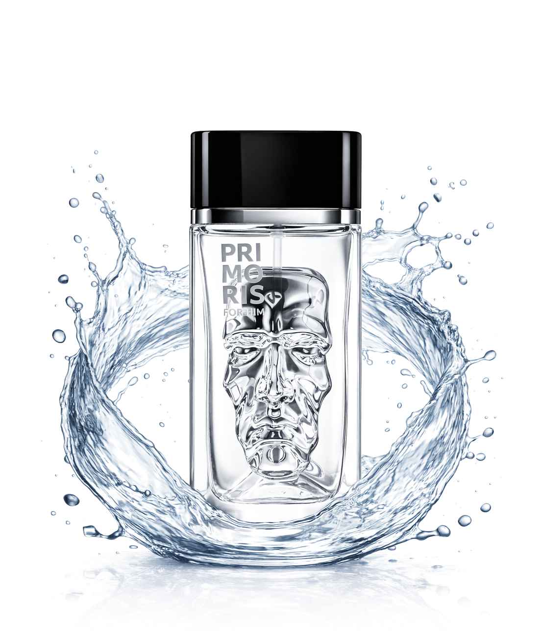 Perfume Riiffs Primoris sobre fondo blanco con iluminación profesional