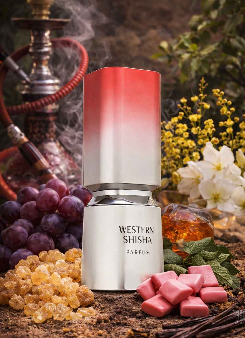 French Avenue Western Shisha frasco iluminado resaltando tonos dulces y afrutados