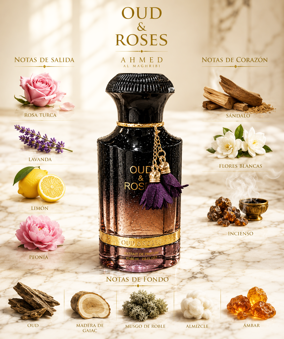 Oud & Roses EDP aroma floral oscuro limpio y refinado