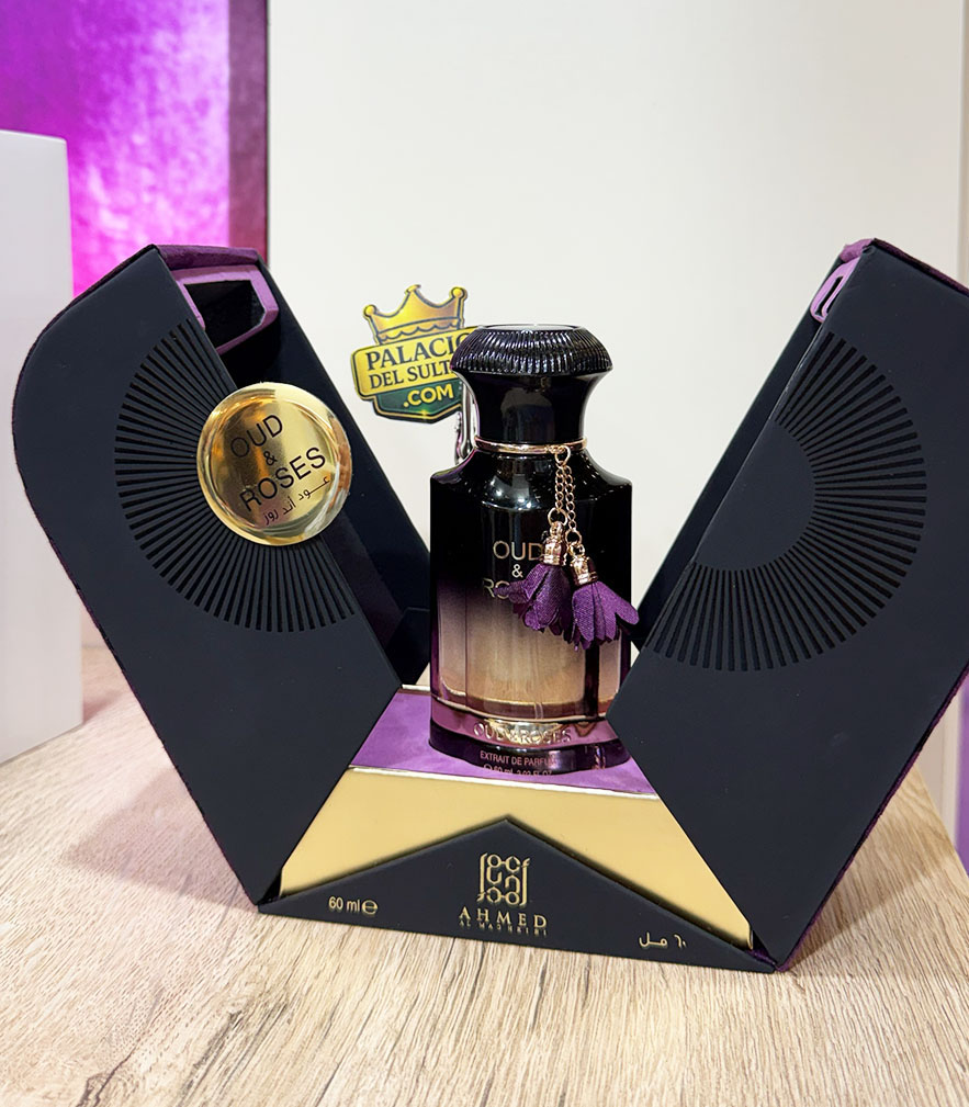 Oud & Roses Ahmed Al Maghribi perfume árabe elegante de rosa y oud