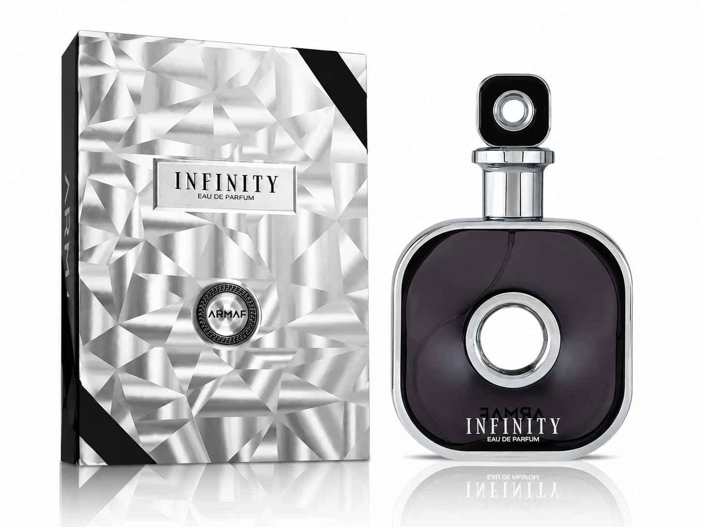 Detalle del frasco Armaf Infinity Silver Eau de Parfum original