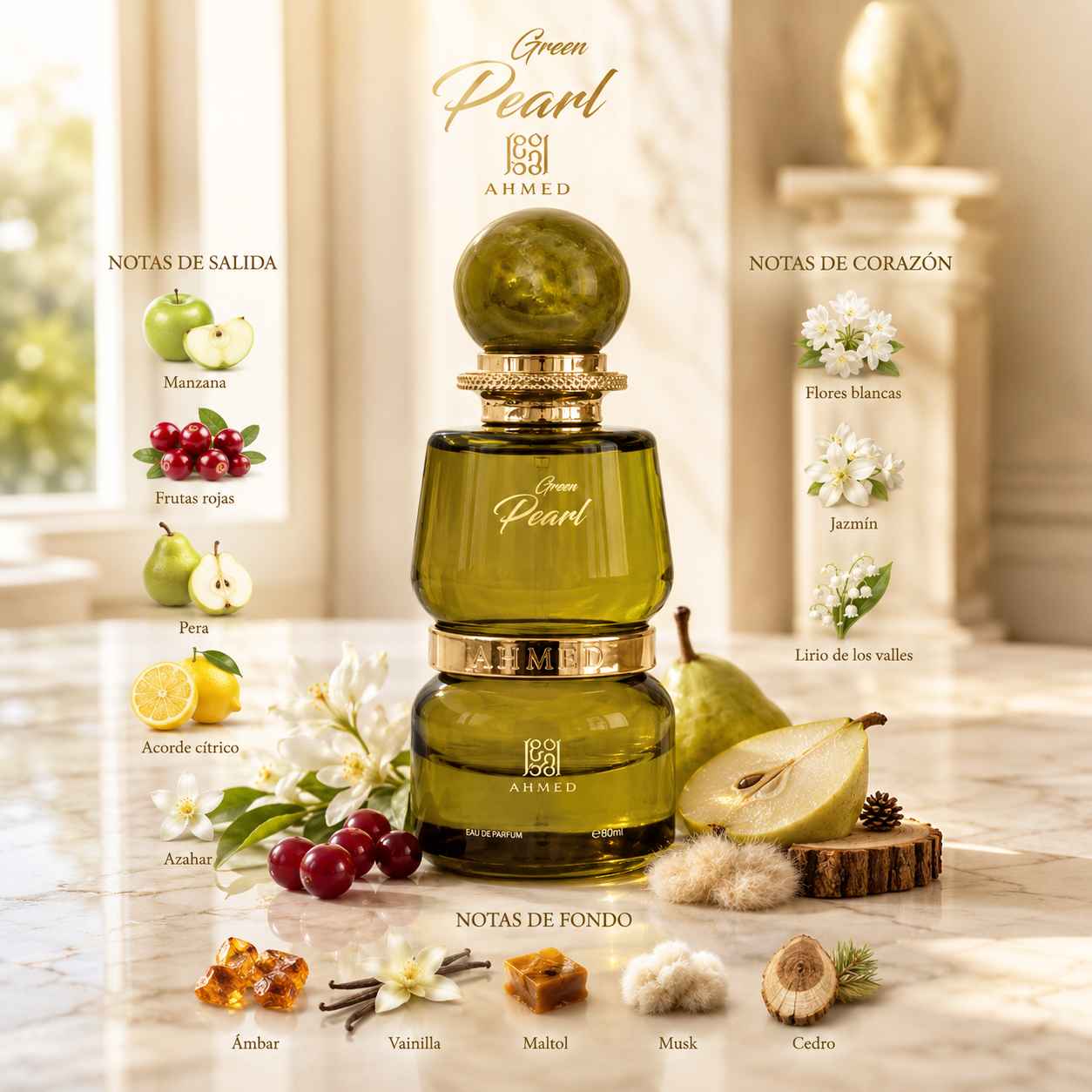 Ahmed Al Maghribi Green Pearl frutal floral gourmand