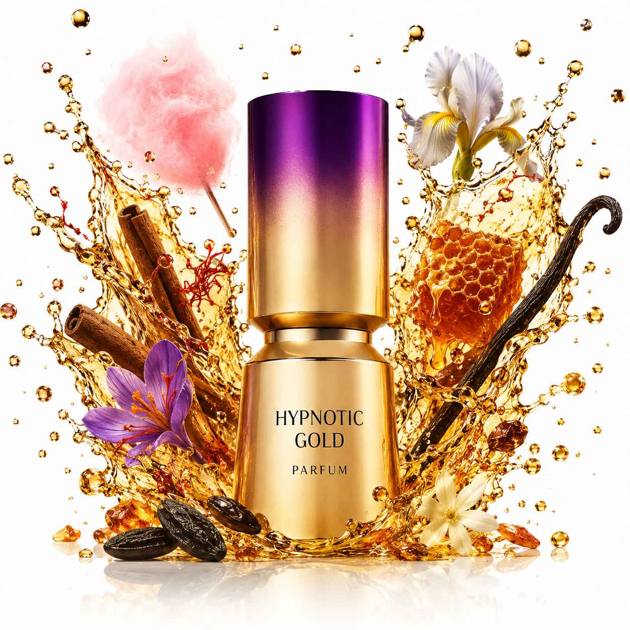 Hypnotic Gold French Avenue rodeado de ingredientes gourmand cálidos