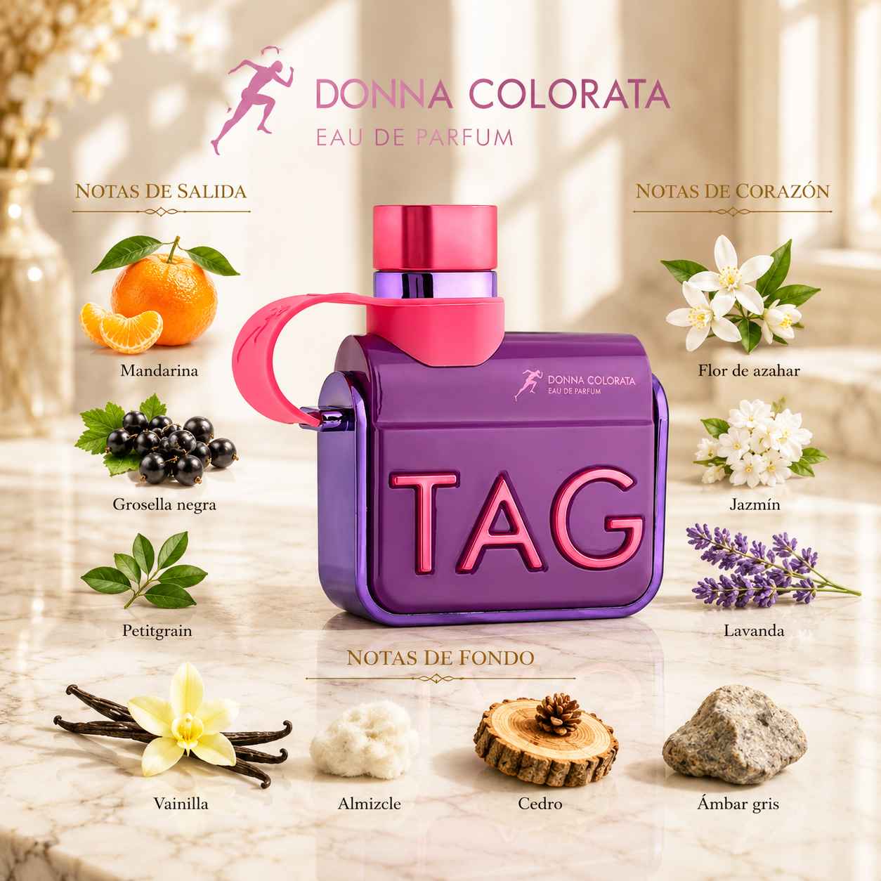 Armaf Tag Her Donna Colorata composición floral luminosa con estilo diario femenino