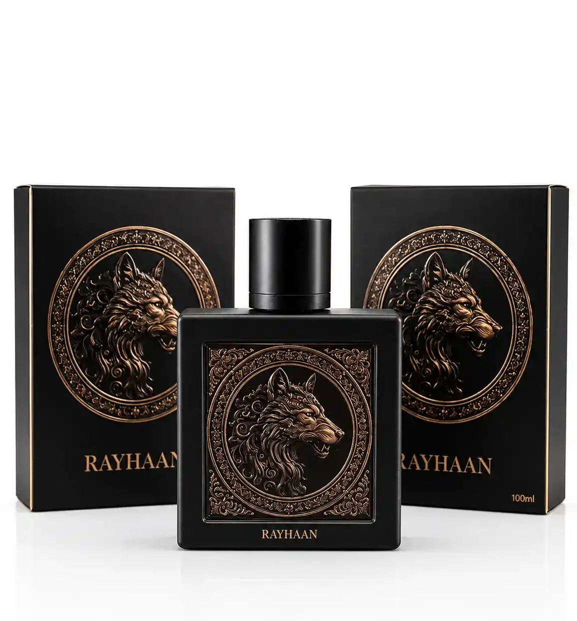 Presentación frontal de Rayhaan Wolf con sombras suaves laterales