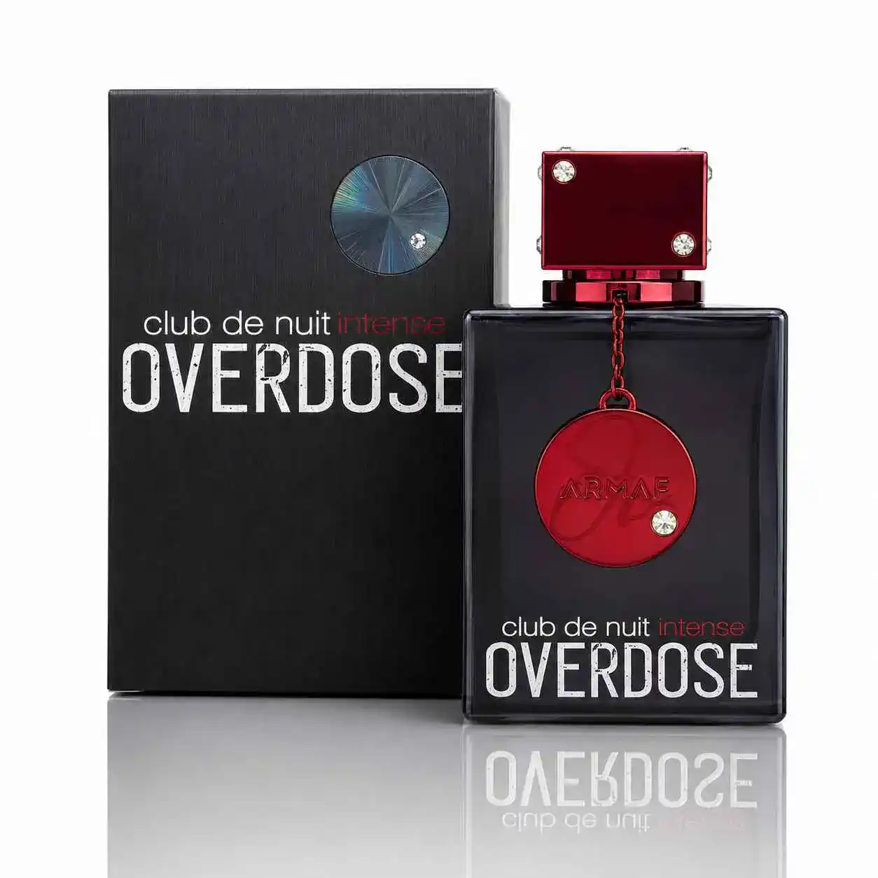 Armaf Club de Nuit Intense Overdose Extrait de Parfum 105 ml sobre fondo blanco de estudio