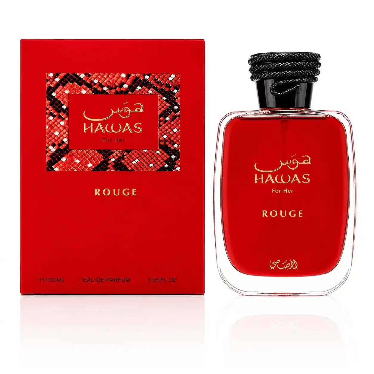 Rasasi Hawas Rouge EDP 100 ml con caja roja