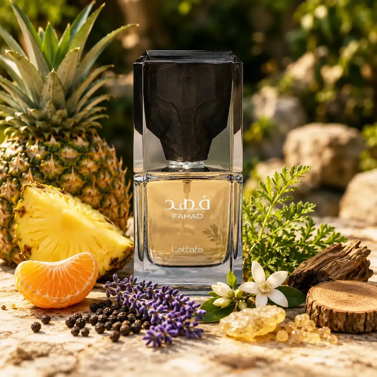 Lattafa Fahad Eau de Parfum con iluminación profesional de estudio