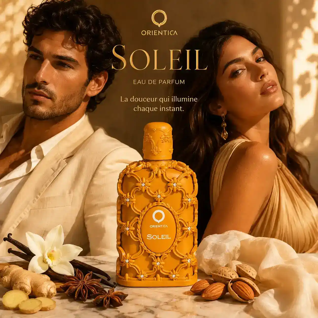 Orientica Soleil junto a vainilla, almendras y estrellas de anís