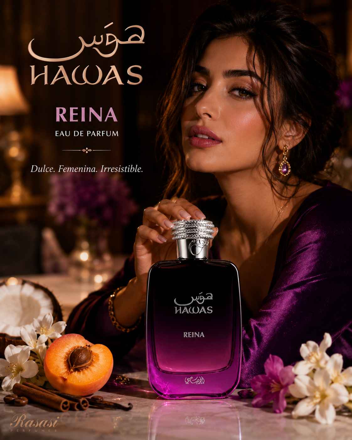 Presentación de Rasasi Hawas Reina junto a su caja original